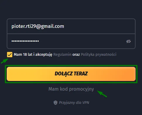 fast log in form